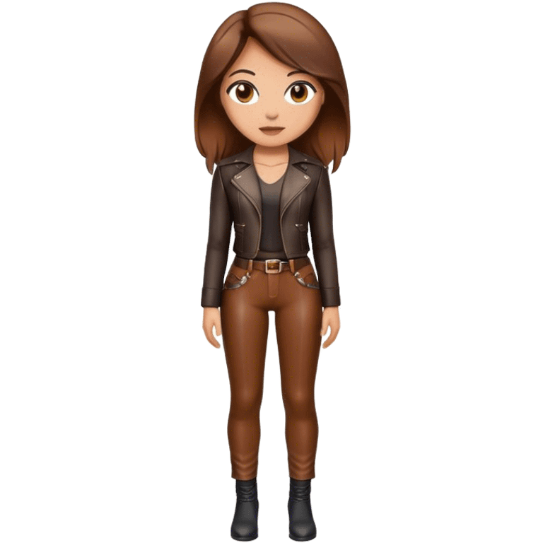 Woman leather pants brown hair  emoji