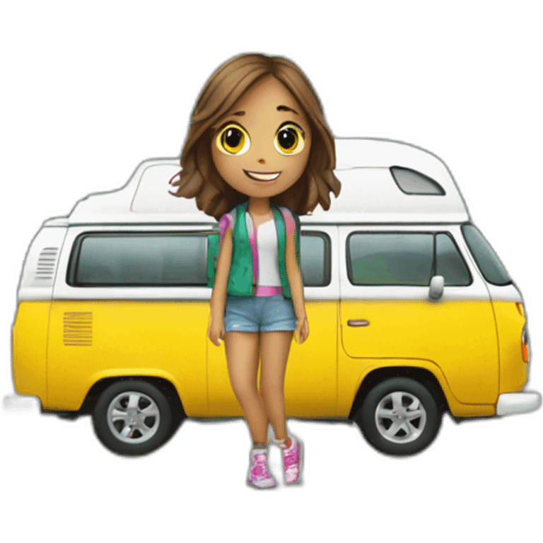 Girl in front of a Campervan emoji