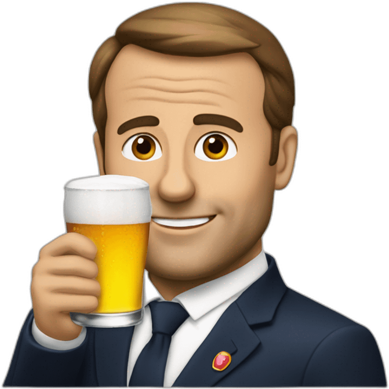 Macron drink a beer emoji