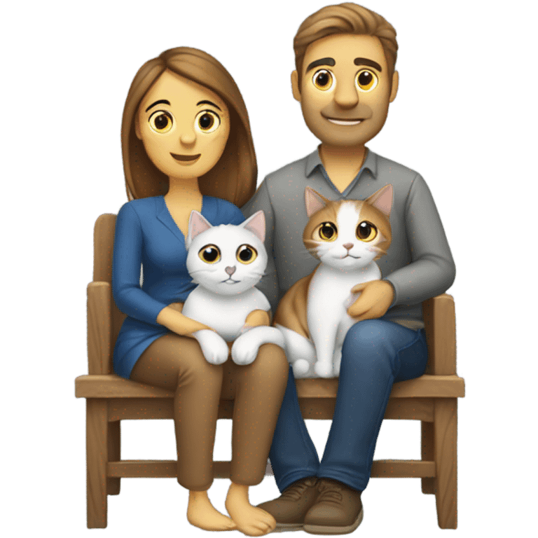 Husband and wife with two cats emoji