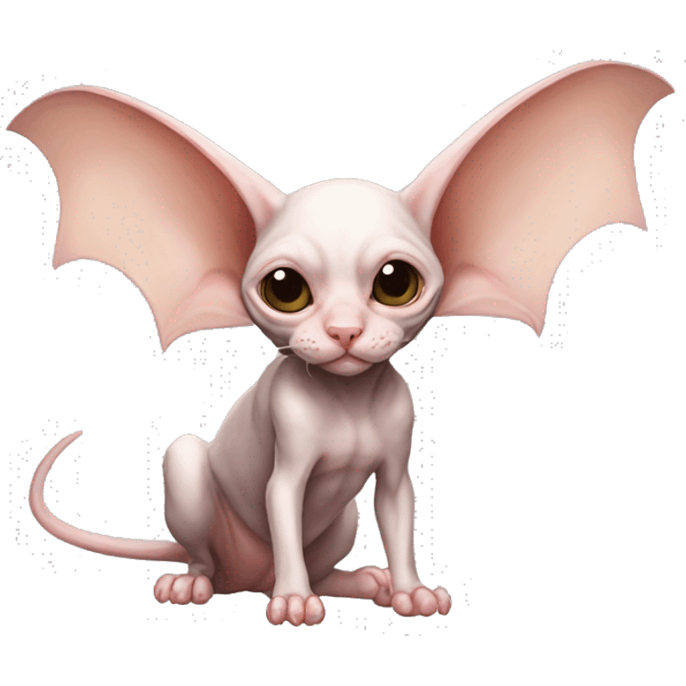 Cute Bat-Winged Sphynx-Rat-Mouse-Hybrid full body emoji