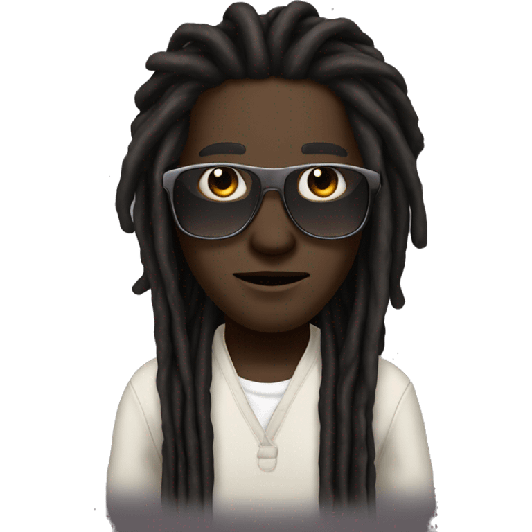 À man with a black skin BROWN EYES LONG dreads locks WITH SHADES emoji