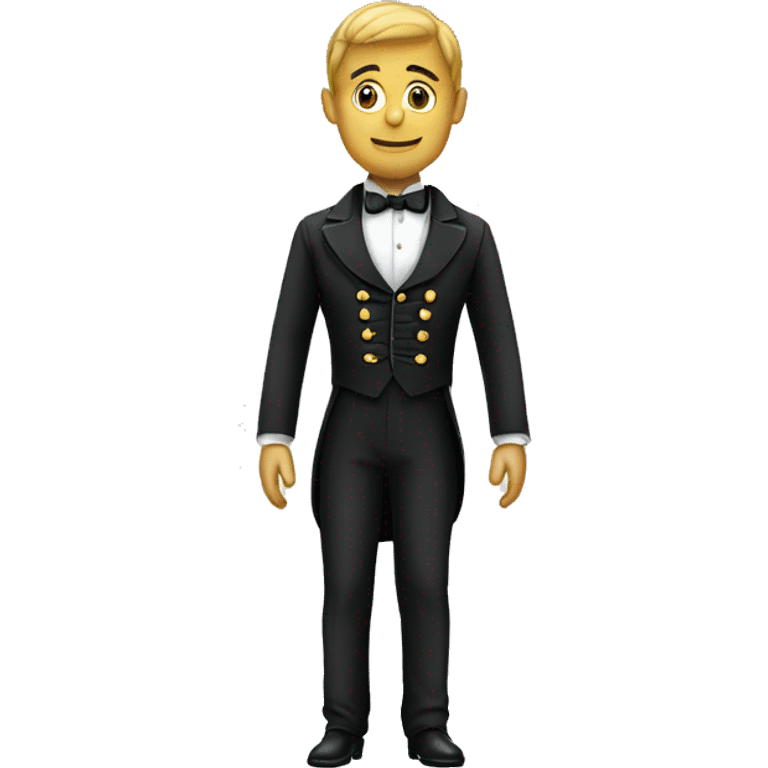 man in tailcoat stands with his back emoji