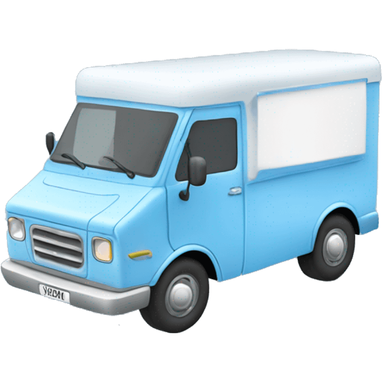 minimalistic blue ice-cream van, side view emoji