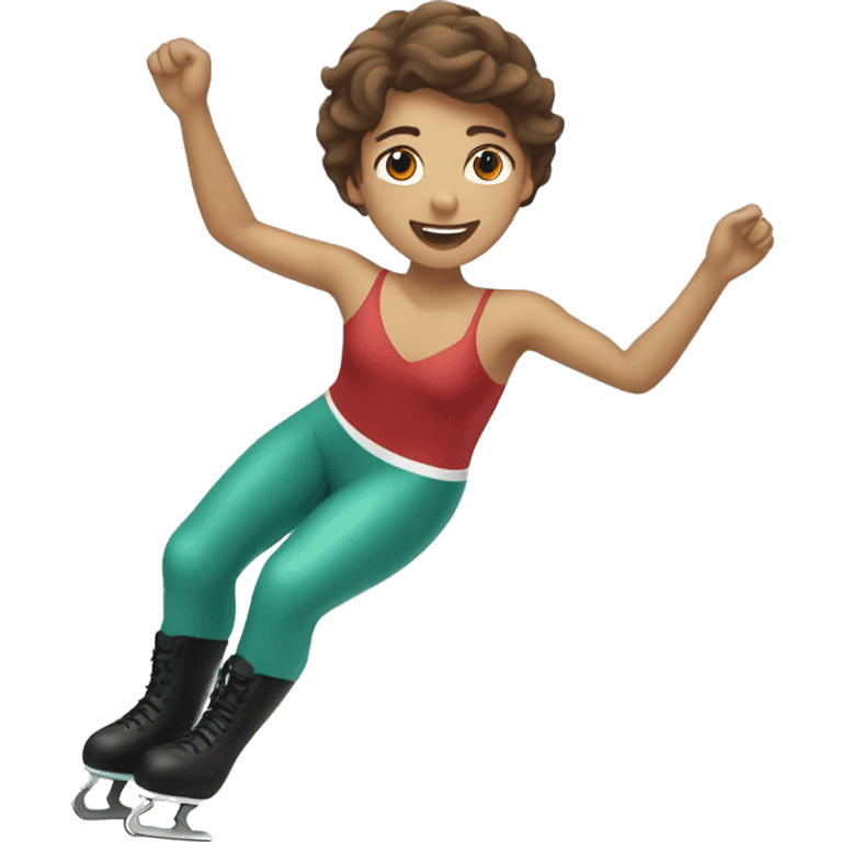 italian ice skater with brown hair and tan skin skating trough the ice emoji