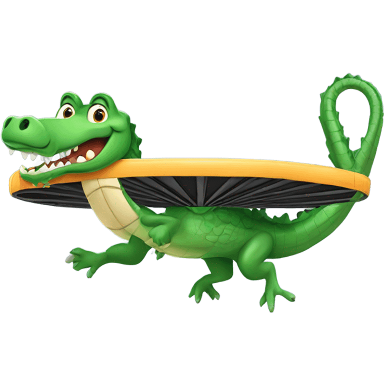 Crocodile jumping on trampoline emoji