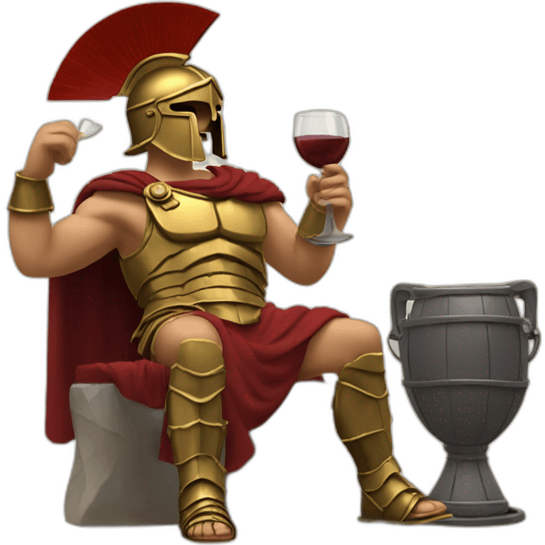 Greek Spartan drinking wine with bronze armour emoji