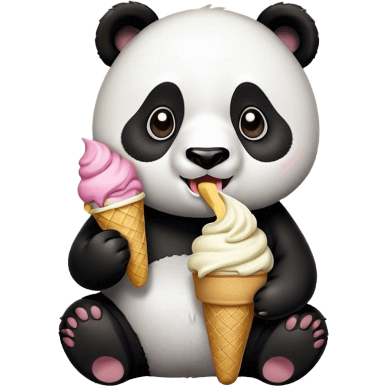 Panda eating ice cream emoji