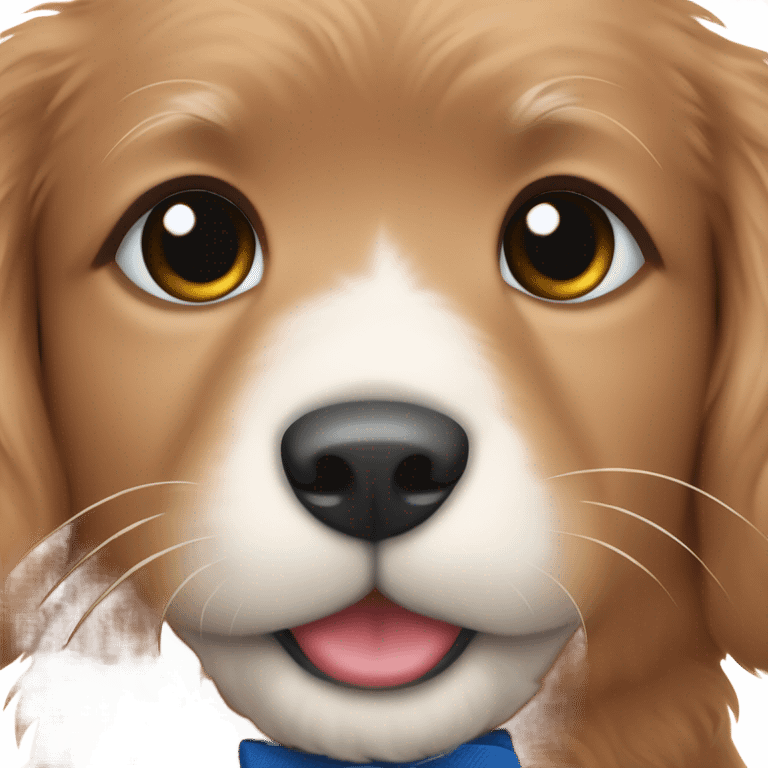 Chibi fluffy dark red retriever puppy with blue collar emoji