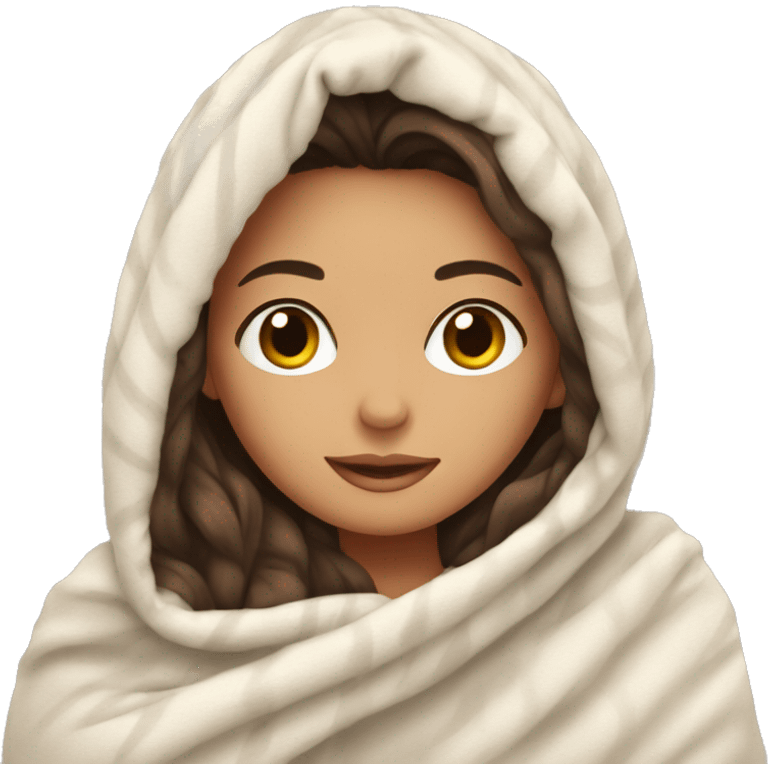 brunette in cozy blanket  emoji