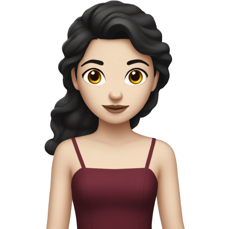 Black haired girl with pale skin and Bordeaux dress  emoji