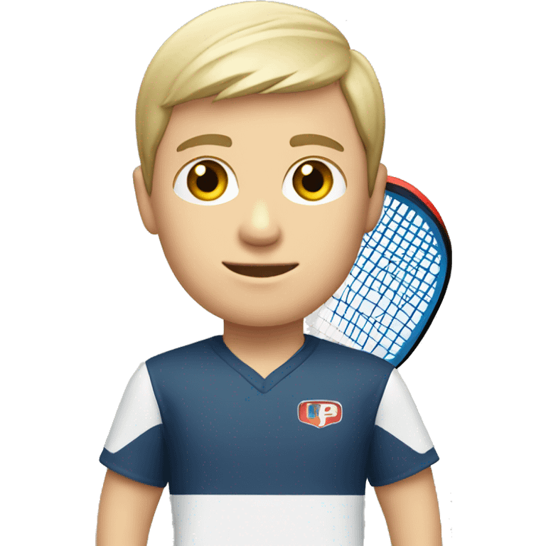 white boy with short straight hair playing padel emoji