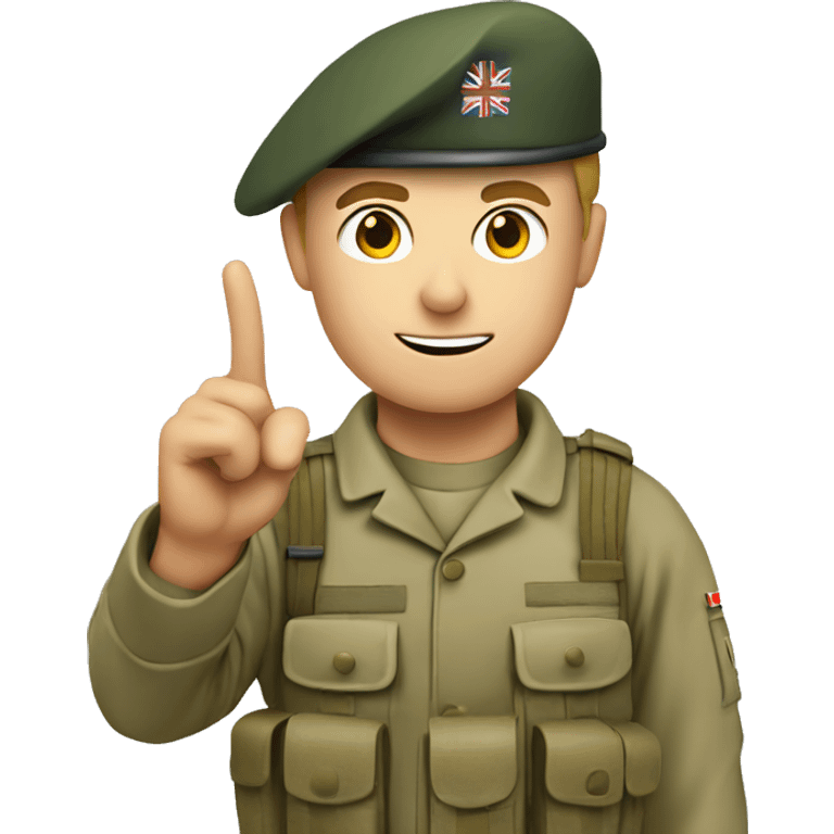 British army soldier pointing with hand emoji