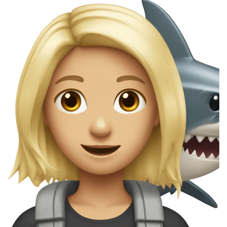 Shark with a blonde girl on the back emoji