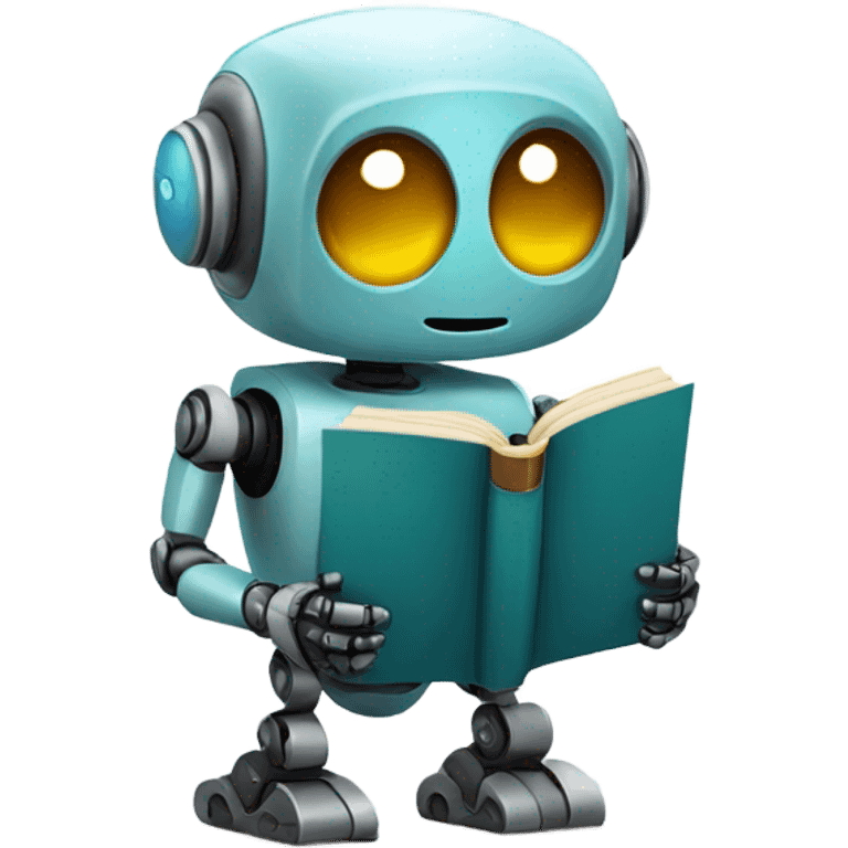 cute robot holds a book emoji