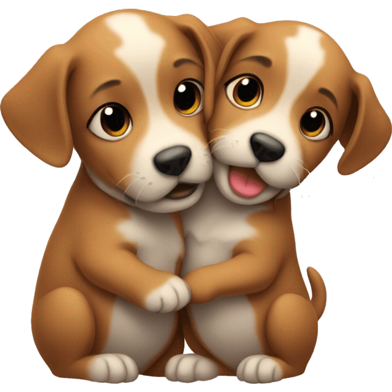 Two puppies hugging emoji