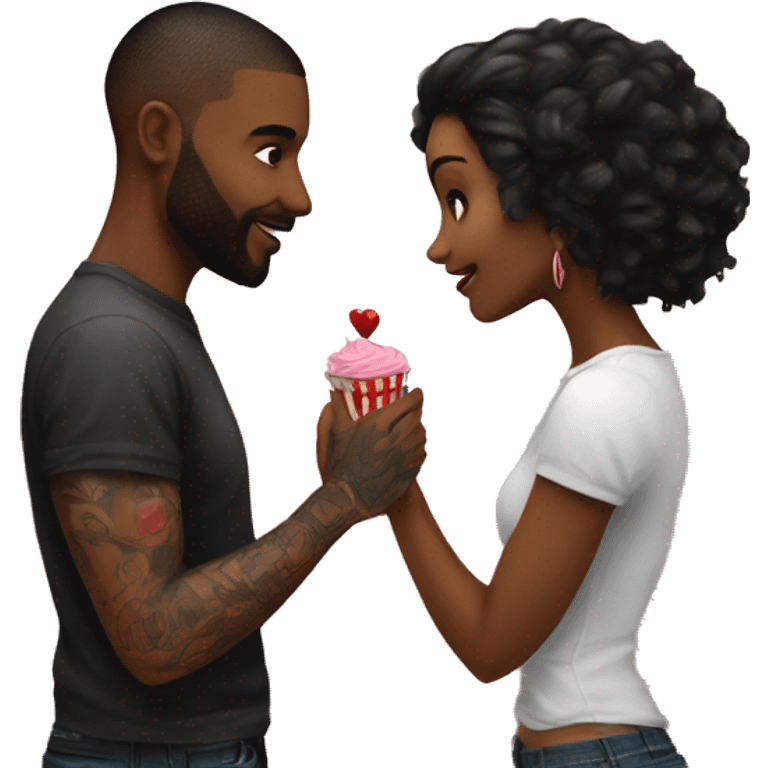 Romantic carnival date for beautiful tattooed couple emoji