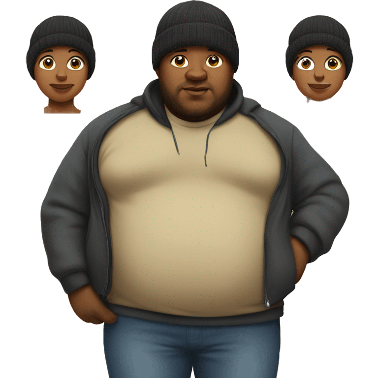 fat pregnant black man wearing beanie emoji