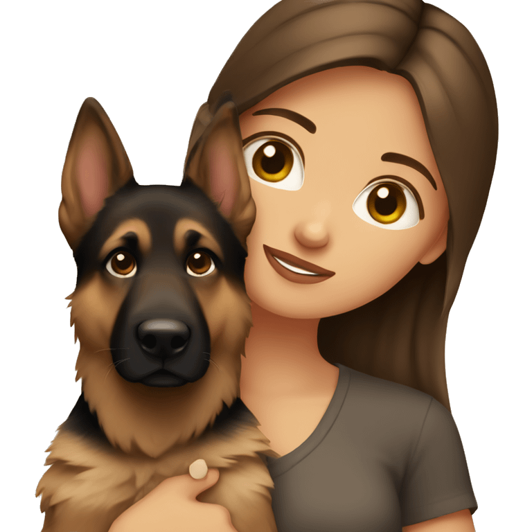 Brown hair girl holding German shepherd  emoji