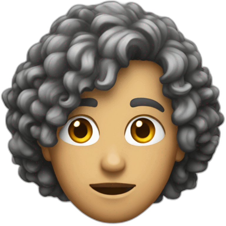 Noir avec les cheveux boucler court emoji