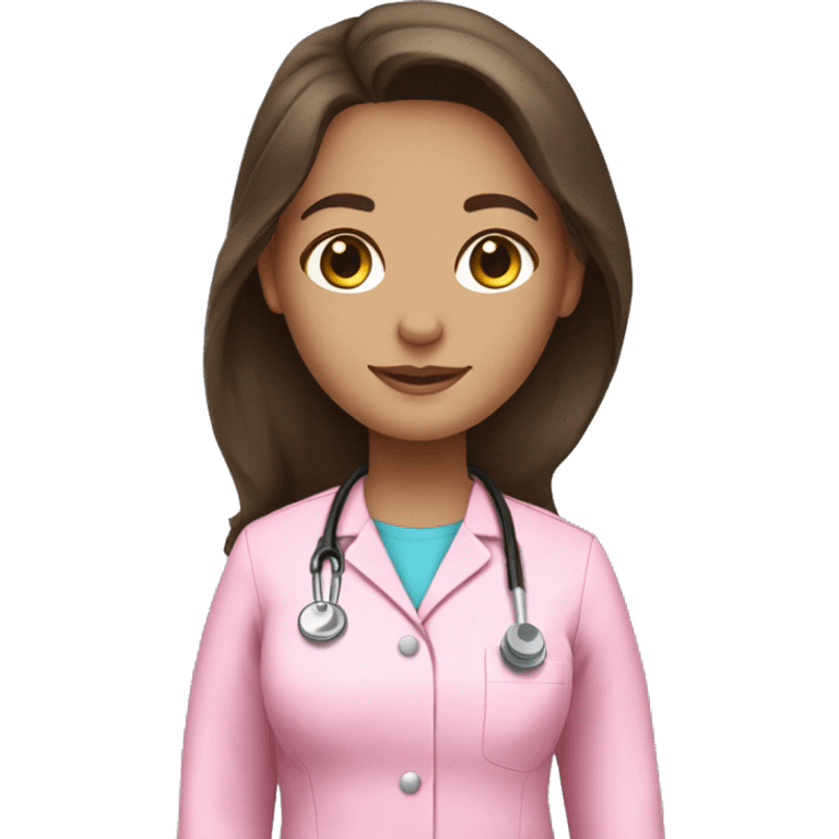 pretty brunette nurse with long hair in pink scrubs emoji