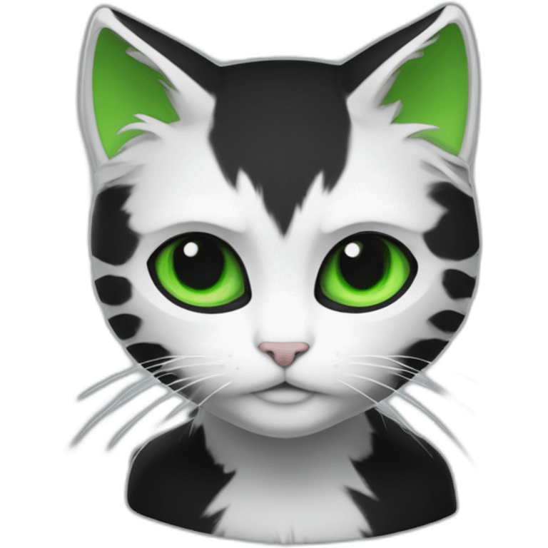 Chat noir et blanc au yeux vert emoji