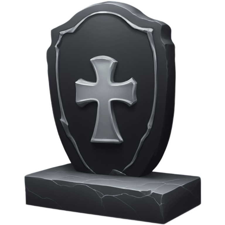 a black tombstone with the inscriptions in silver RIP  silver heart in the center emoji