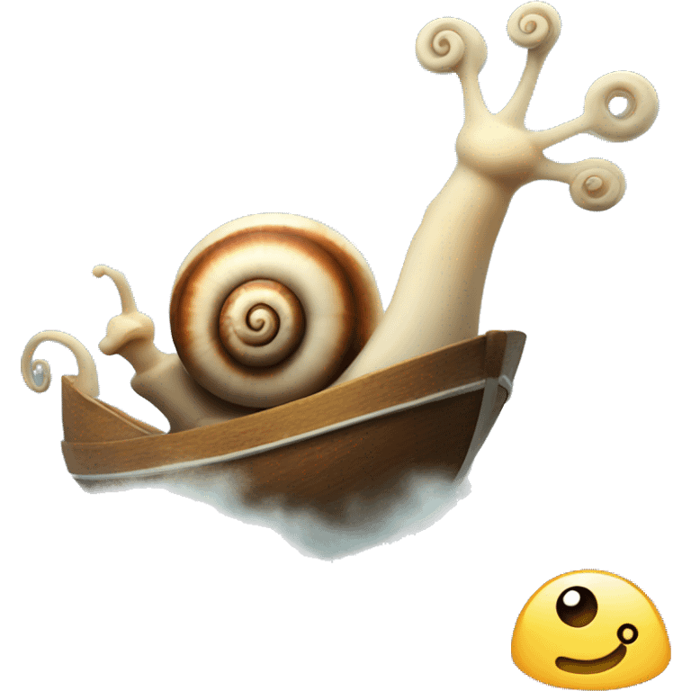 Snail on a steaming boat emoji