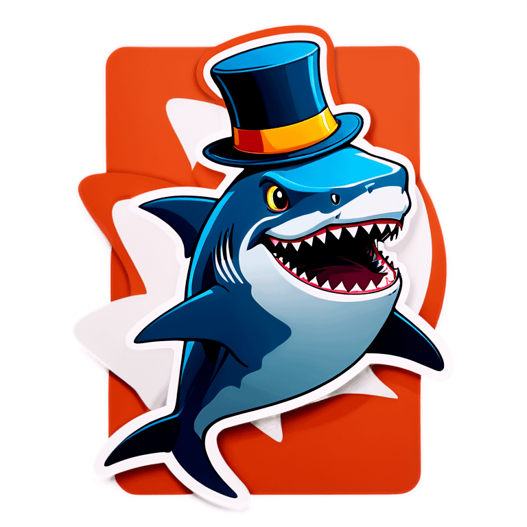 Shark with a top hat emoji