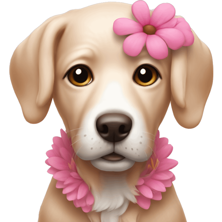 Flower pink dog emoji