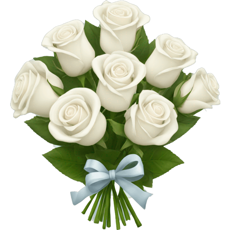 A bouquet of white roses with a bow emoji