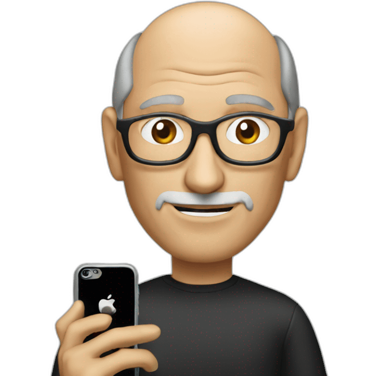 steve jobs using an iphone emoji