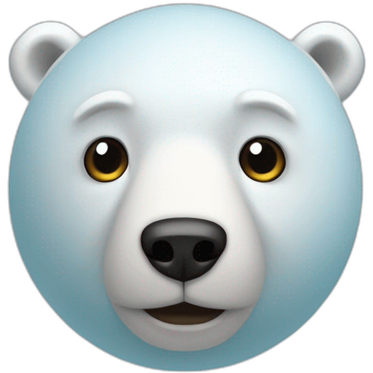 3d sphere with a cartoon Polar Bear skin texture with big calm eyes emoji