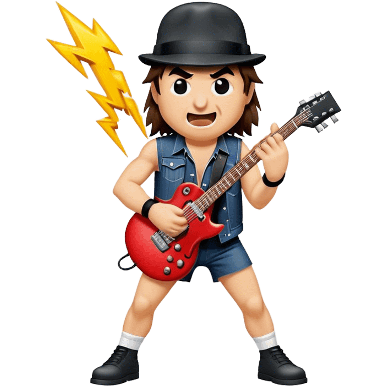 Cinematic Realistic AC/DC Pop Culture Emoji, showcasing an electrifying portrayal inspired by the legendary rock band rendered with vivid textures and energetic lighting. emoji