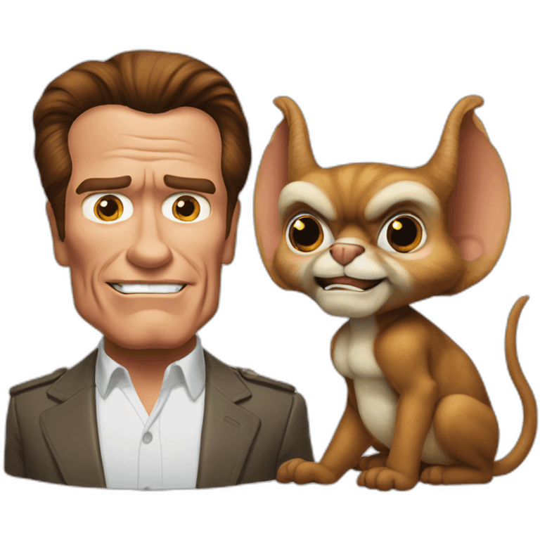 arnold schwarzenegger with a gremlins emoji