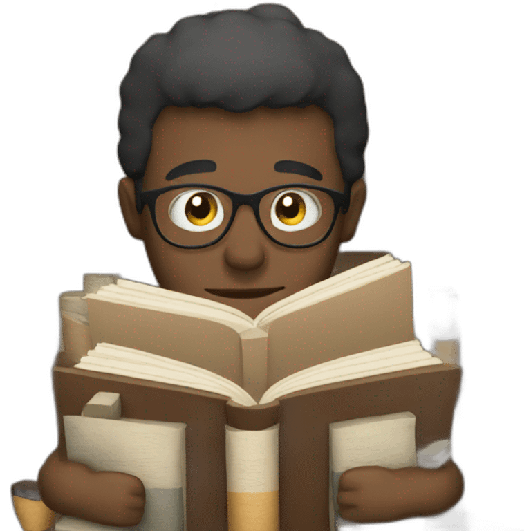 man reading many books emoji