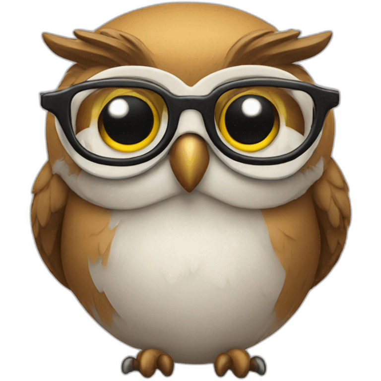 owl with glasses and drunk emoji