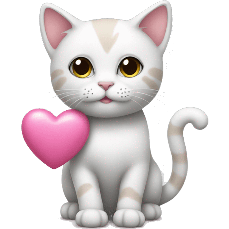 kitty holding a pink heart emoji