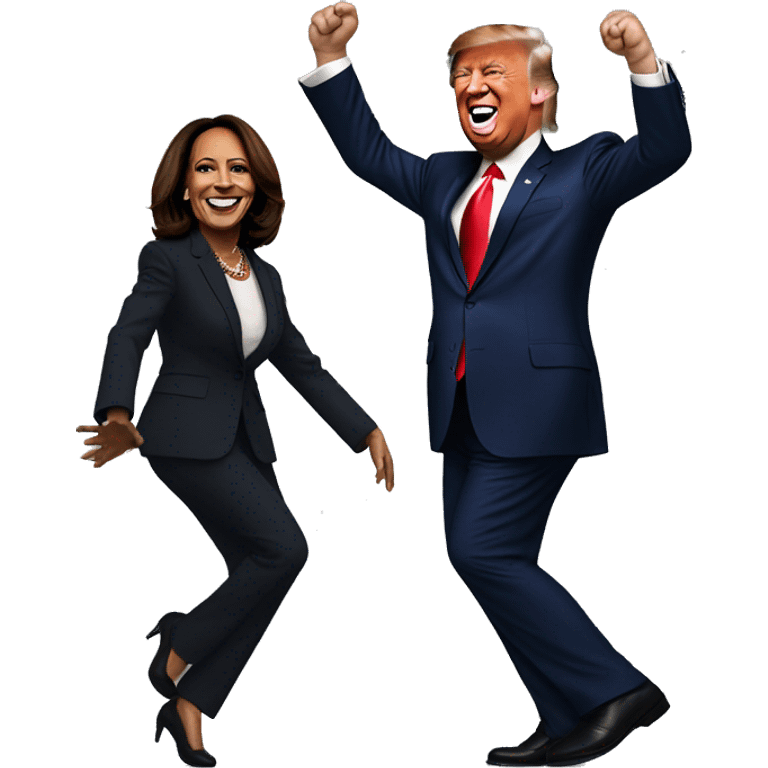 Donal trump dancing with kamala harris emoji