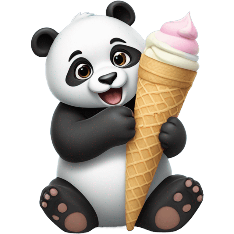 Panda eating ice cream emoji