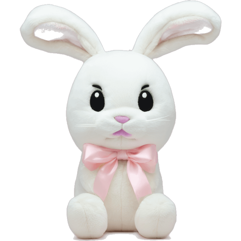 Aesthetic white jellycat style bunny with pastel pink bows on the ears emoji