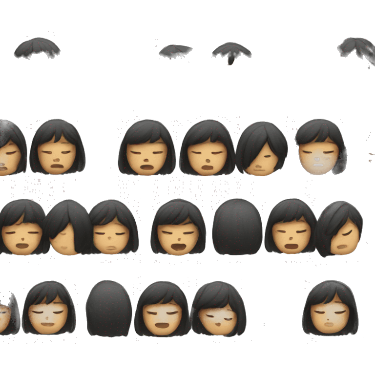 a girl with black hair and bangs and white skin meditates emoji