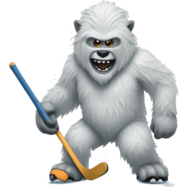 yeti playing hockey emoji