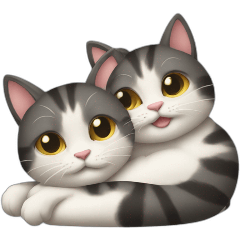 Two cats hugging emoji