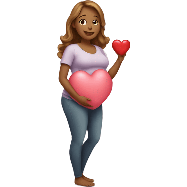 pregnant woman showing a heart emoji