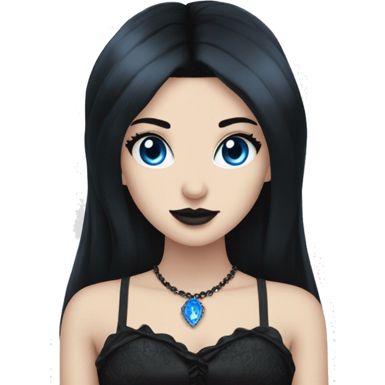 goth princess black hair blue eyes emoji