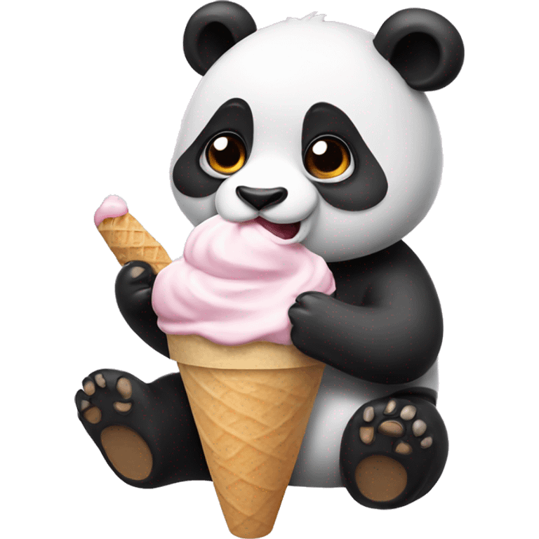 Panda eating ice cream emoji