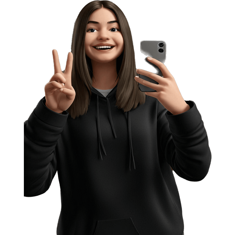 smiling girl taking selfie indoors emoji