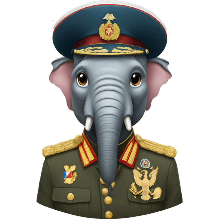 Elephant head in Russian military uniform emoji