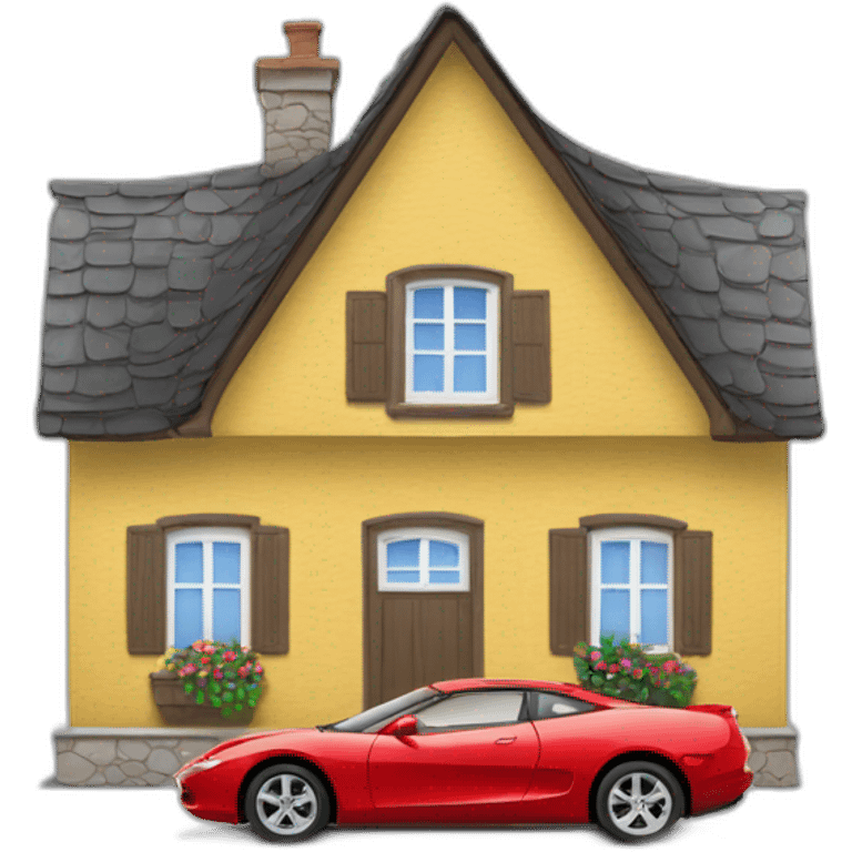 Voiture sur maison emoji